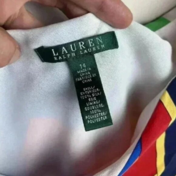 Ralph Lauren Multi Skirt Vibrant Multi-Color Geometric Print Skirt 100% Silk - Picture 2 of 7